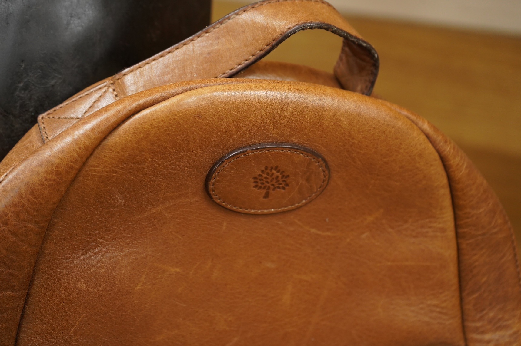 A Mulberry brown leather rucksack, 30cm high